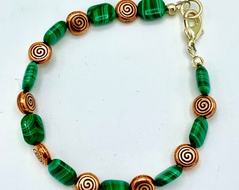 Koperkwinje Malachite Armband