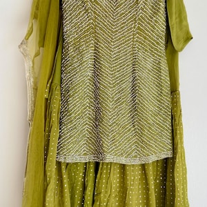 Handcrafted Green Sharara Set | Indian Wedding &Special Occasion Wear