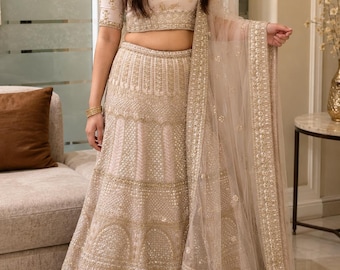 Embroidered Pinkish Lehenga Choli | Indian Wedding Party Wear Ethnic Outfit