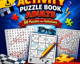 Activity Puzzle Book Adults : 50 Puzzles and Solutions Number Search, Soduku, Mazes, Senior Actives