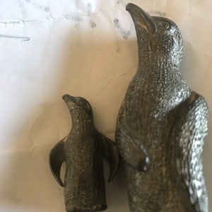 Vintage 2 Penguin Pewter Figurine family image 2