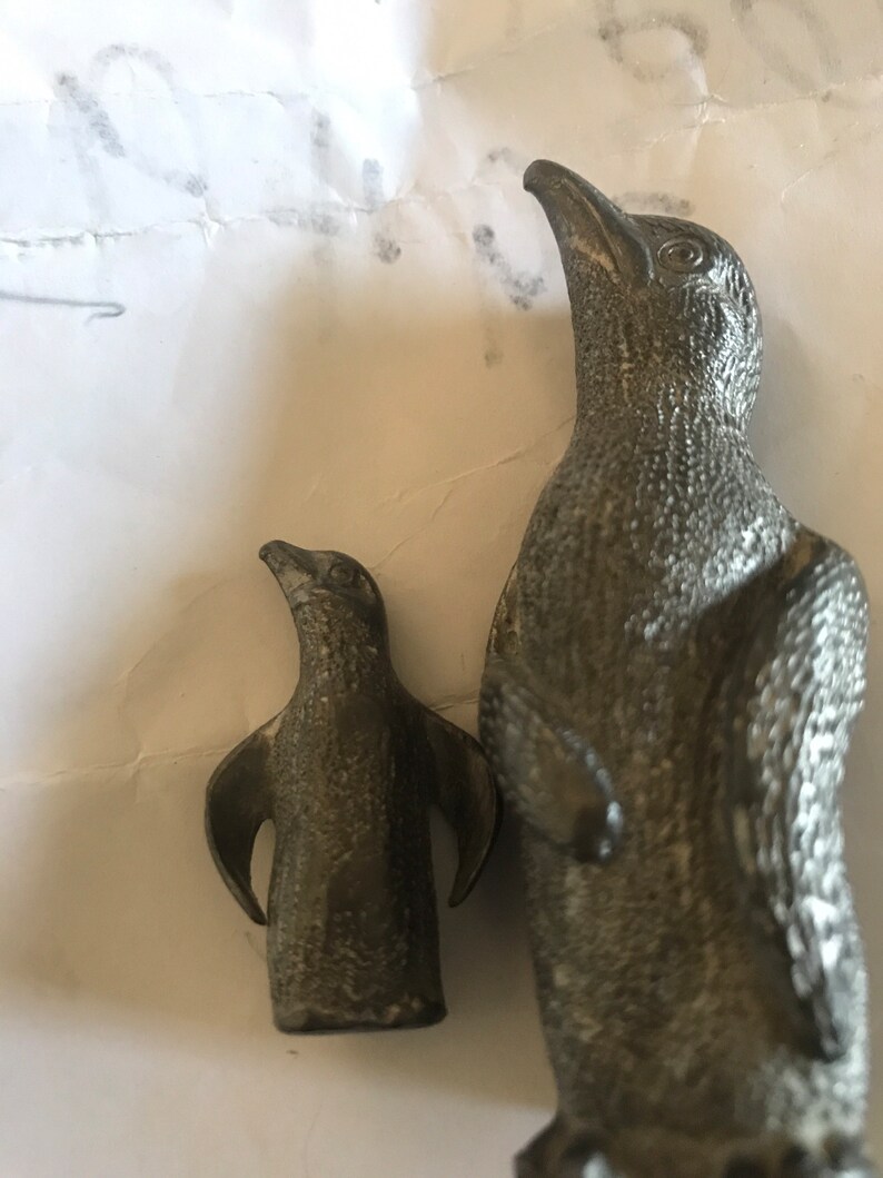 Vintage 2 Penguin Pewter Figurine family image 2