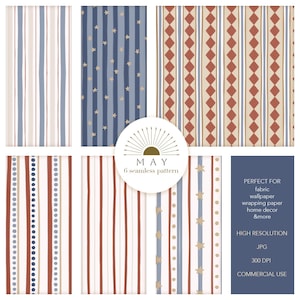 Seamless mönsterpaket med vintagecirkus | Karnevalsränder, stjärnor, harlekin (digital nedladdning)
