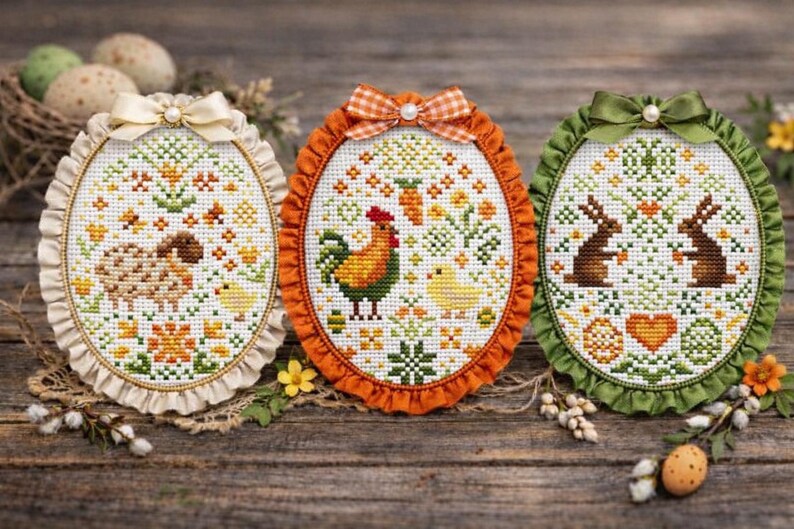 Cute Easter Egg Cross Stitch Pattern Set – 3 Spring Farm Animals PDF ...