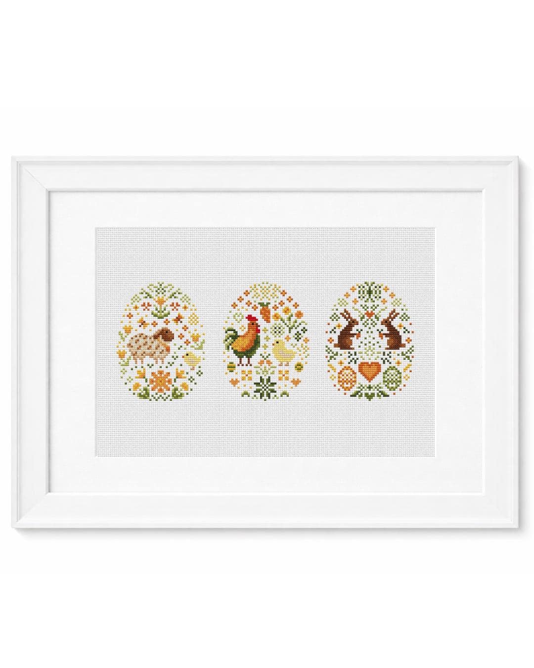 Cute Easter Egg Cross Stitch Pattern Set – 3 Spring Farm Animals PDF ...