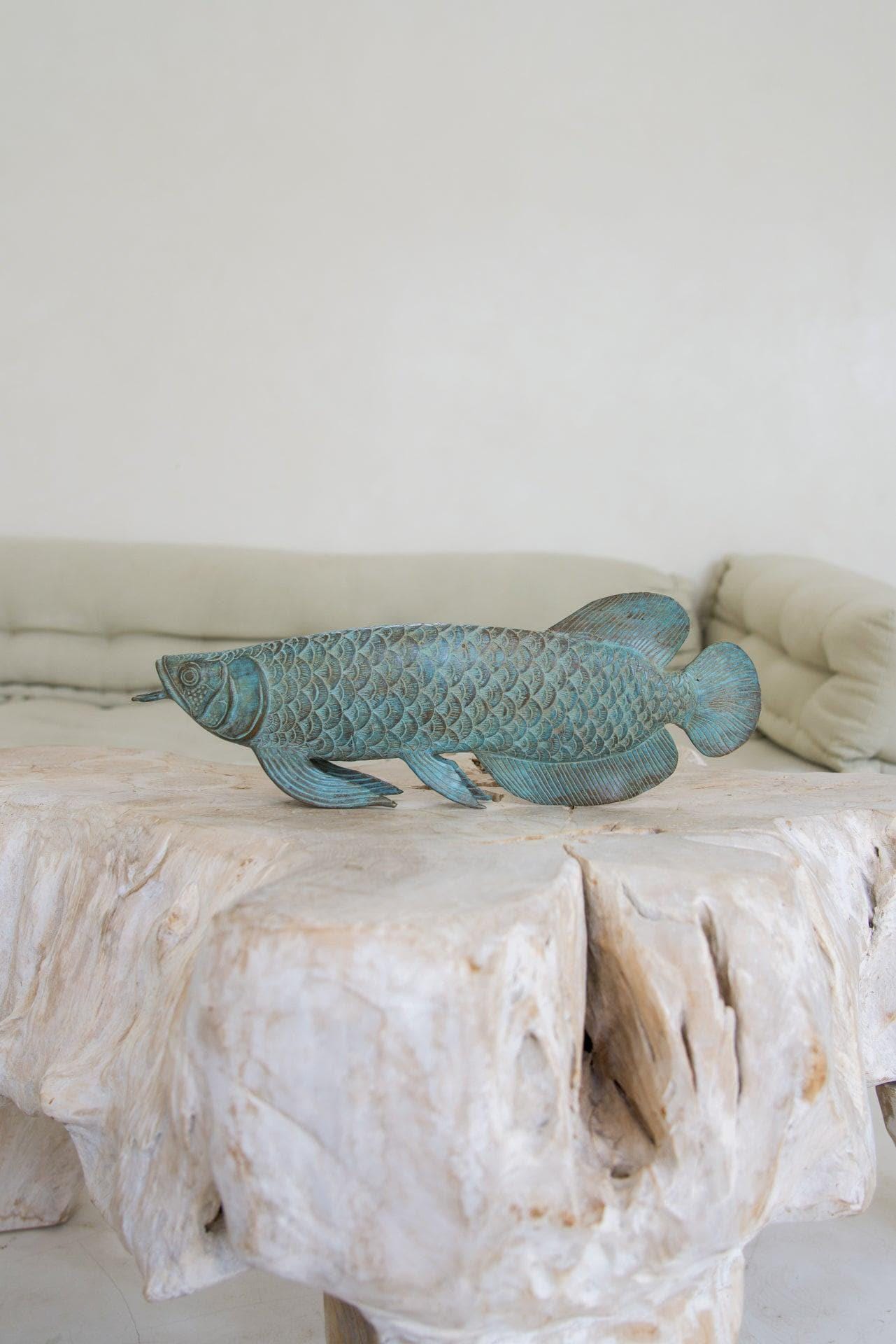 Arowana Fish Sculpture - Patinated Bronze Exotic Decor
