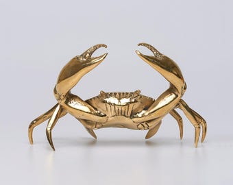 Small Polished Bronze Crab Sculpture - 24cm Marine Art