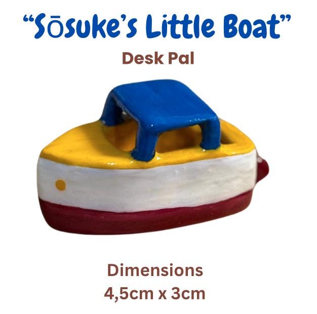 Sosuke Little Boat Figure – Handmade Studio Ghibli Inspired Miniature – Air Dry Clay Art Toy Collectible