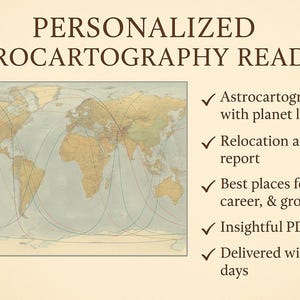 Personalisierte Astrokartographie Lesung | Umzug Astrologie Karte | Beste Orte für Liebe, Karriere und Wachstum | PDF Einblicke