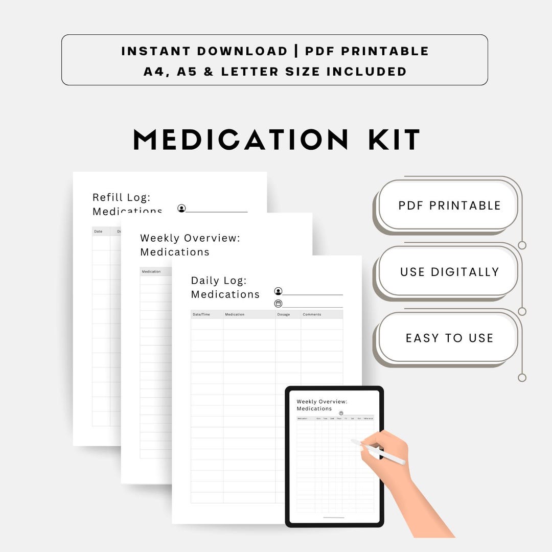 Refill Roster Log Daily and Weekly Medication Tracker PLUS Refill Log | Instant PDF ...