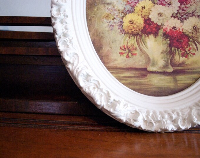 Vintage Cream Floral Wall Art Frame Etsy