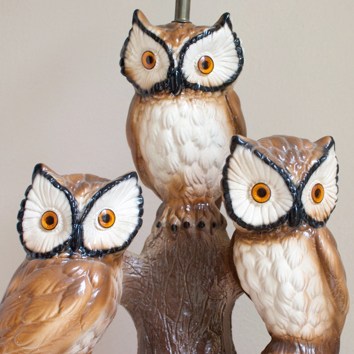 Vintage 1970's Ceramic Owl Lamp Etsy