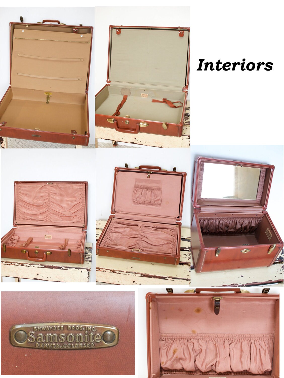 Vintage Samsonite Leather Suitcase / Set of Five Etsy