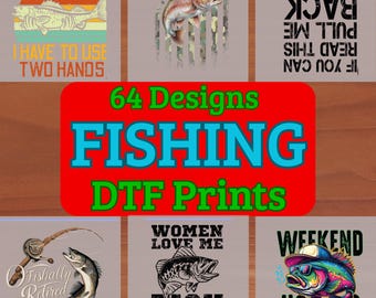 Fishign DTF Transfers, ready to press wildlife, retro fishing heat press, gift for fisher, iron on fish hunting outdoor shirt print