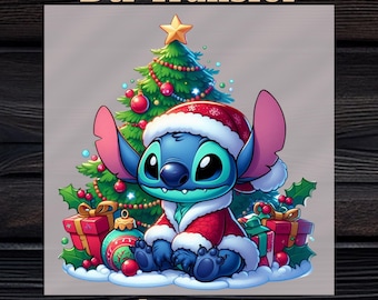 Christmas Stitch DTF transfer, ready to press, diy iron on print, christmas tree,  stitch sublimation gift, christmas gift for toddler