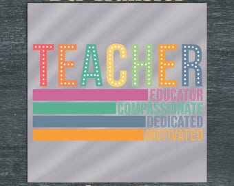 Teacher DTF Transfer, ready to press iron on decal, first day of school, gift for teacher, we back, cool school shirt, back to school ironon