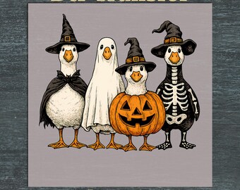 Cute Halloween Ducks DTF Transfers, Spooky Season Witch Ghost Pumpkin Ready To Press, Heat Transfer