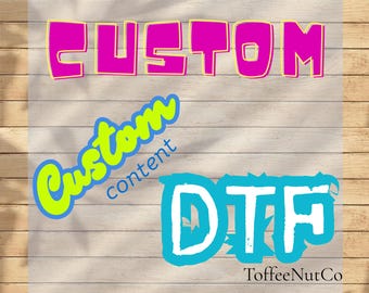 Custom DTF transfer, ready to press Personalized decal, custom Logo text print, company logo or gifts etc. diy iron on