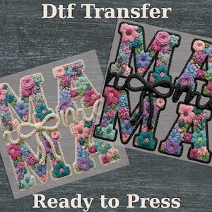 Trendy floral mom DTF Transfer, Ready To Press Cute mama floral patchwork, Heat Transfer Mother's Day