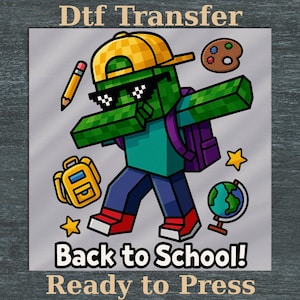 Back to school pixel gamer DTF Transfer, ready to press iron on decal, first day of school gamer, first grade apparel, crafter sublimation