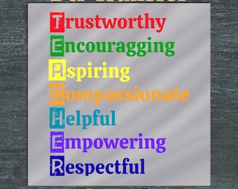 Significant Teacher acrostic DTF Transfer, ready to press iron on decal, first day of school, gift for teacher, we back, cool school shirt