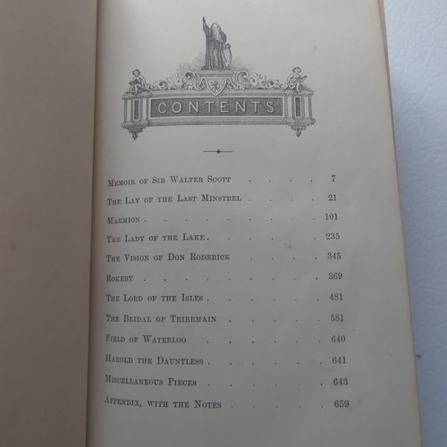 Poetical Works of Sir Walter Scott, Bart, Complete In One Volume, 1883 edition, Leather Bound with Black and White Illustrations shops Throughout