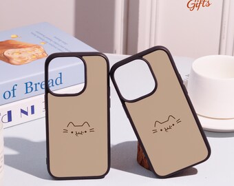 Minimalist Line Art Cat Phone Case,iPhone 17 Pro/Air,iPhone 16 Pro Max,iPhone 15 14 13 12 11 XR,Cozy Style Gift,Fall Phone Cover,Custom Name