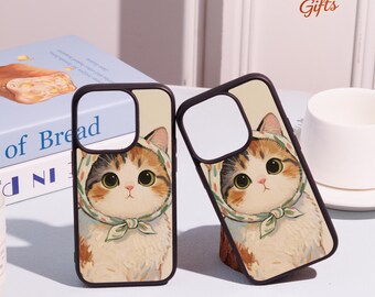 Joli chat avec bonnet, coque personnalisée pour iPhone, iPhone 15 Pro, coque souple personnalisée, iPhone 16 ProMax, iPhone 13 12 11 XR, cadeau unique