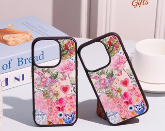 Luxury Floral Collage For iPhone 17 Pro Max/Air,iPhone 16 15 14 13 11 Pro Max Plus,13 12 Mini,Personalized Case,Custom Name Phone Case Cover