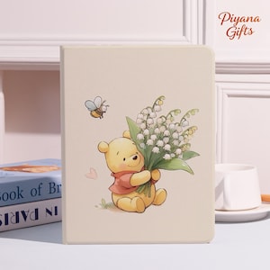 Watercolor Flower Korilakkuma iPad Case Cover,iPad 9.7&quot;10.2&quot;10.9&quot;11&quot;12.9&quot;,iPad Air 7 6 4 iPad Pro iPad 2022 2021 2024 mini 7 6 iPad A16 10 9
