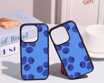 Blue Pomegranate Pattern iPhone Case For iPhone 17 16 15 14 13 12 11 Pro Max Plus Mini iPhone Air XS XR Cute iPhone Cover,Personalized Case