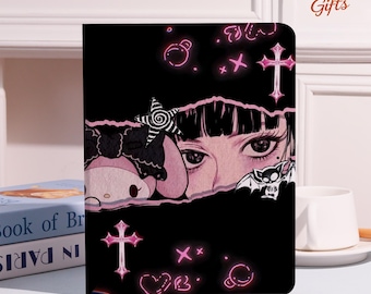 Gothic Anime Style iPad Case For iPad Air 7/6/5th iPad 11/10/9th A16 iPad Pro 2025/2024/2022 11"13"iPad Mini 6/7th Cover With Pencil Holder