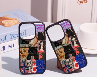 Whimsical Cat Collage Phone Case For iPhone 17 Pro Max/Air,iPhone 16 15 14 13 12 Pro Max Plus,Personalized Case,Custom Name Phone Case Cover