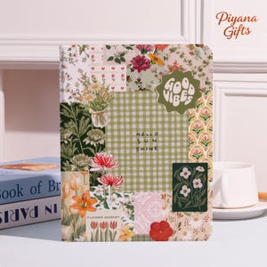 Cheerful Gingham and Floral Patchwork iPad Case For iPad 10.2"10.9"11"12.9,iPad Air 6 4 iPad Pro 2022 2024 iPad mini 7 6 iPad A16 10 9 Cover
