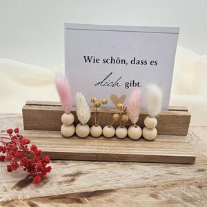 Porte-cartes en bois avec fleurs séchées – décoration avec un message – cadeau pour vos proches