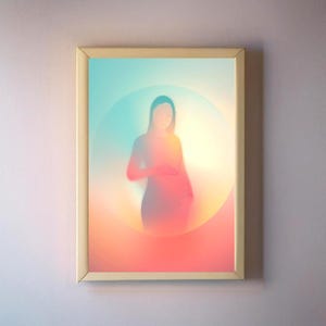 Mutterschaft im Fokus · Sanfte Vorfreude · Schwangerschaft Bild · Abstrakte Wandkunst, Pastellfarbe · Meditatives Poster, Digitaler Download