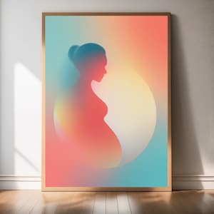 Schwangerschaft · Babybauch Harmonie · Liebe im Bauch  · Abstrakte Wandkunst, Pastellfarben · Meditatives Poster, Digitaler Download