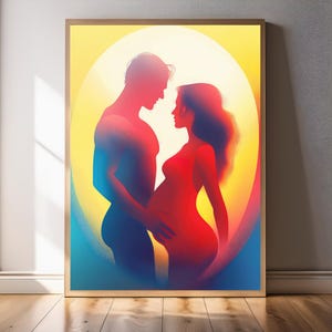 Liebe im Bauch · Werdende Eltern · Schwangerschaft Poster · Minimalistische abstrakte Wandkunst · Warme Töne, abstraktes Poster
