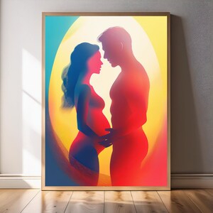 Schwangerschaft Liebe · Werdende Eltern · Neues Leben · Minimalistische abstrakte Kunst · Warme Töne, abstraktes Poster · Digitaler Download