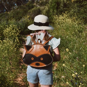 Sac à dos raton laveur pour enfants, sac à dos animal mignon, petit sac à dos unisexe en cuir pleine fleur, sac à dos d'école pour enfants, mini sac à dos pour fille