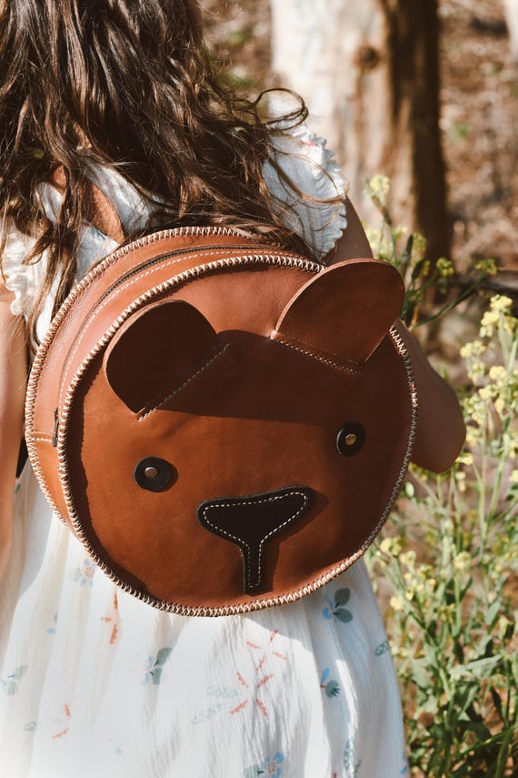 childrens leather backpack Childhome in Leatherlook Brown it is waterproof and the zipper is very smooth and durable Personalised Kids Leather Backpack