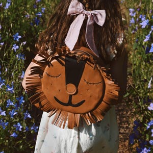 Sac à dos enfant lion, sac à dos animal mignon, petit sac à dos unisexe en cuir pleine fleur, sac à dos scolaire enfant, mini sac à dos fille
