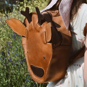 Sac à dos enfant renne, sac à dos animal mignon, petit sac à dos unisexe en cuir pleine fleur, sac à dos scolaire enfant, mini sac à dos fille