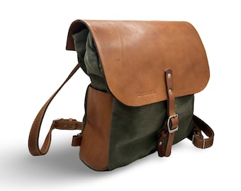 Handmade Leather Backpack Purse Women, Canvas Backpack American Leather for  Her, Minimalist Laptop Backpack for Women - Etsy