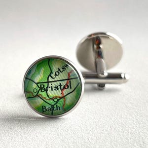 Bespoke Map Cuff Links for Engagement or Groom Gift