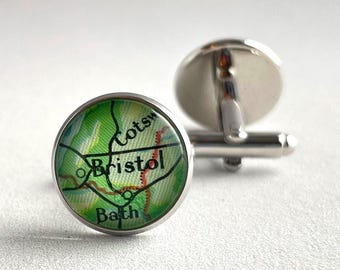 Bespoke Map Cufflinks for Engagement or Custom Groom Gift