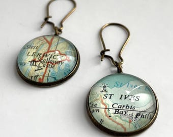 Personalised Map Earrings, Travel and Special Placenames Gift