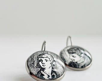 Face Art Earrings, Shakespeare Book Illustration Jewellery