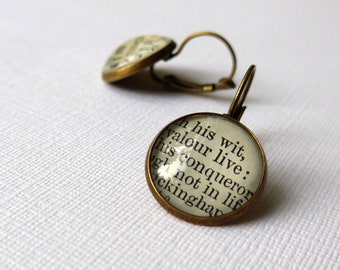 Classic Book Jewelry, Shakespeare Bronze Earrings