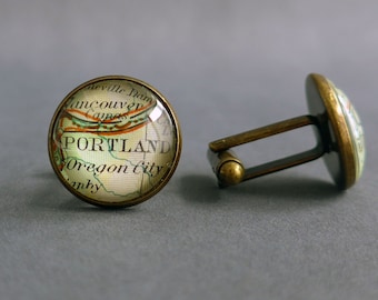Bronze Personalised Map Cuff Links, Text and Writing Cufflinks